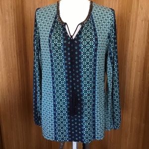 EUC! Rose and Olive Bohemian Style Blouse Size L